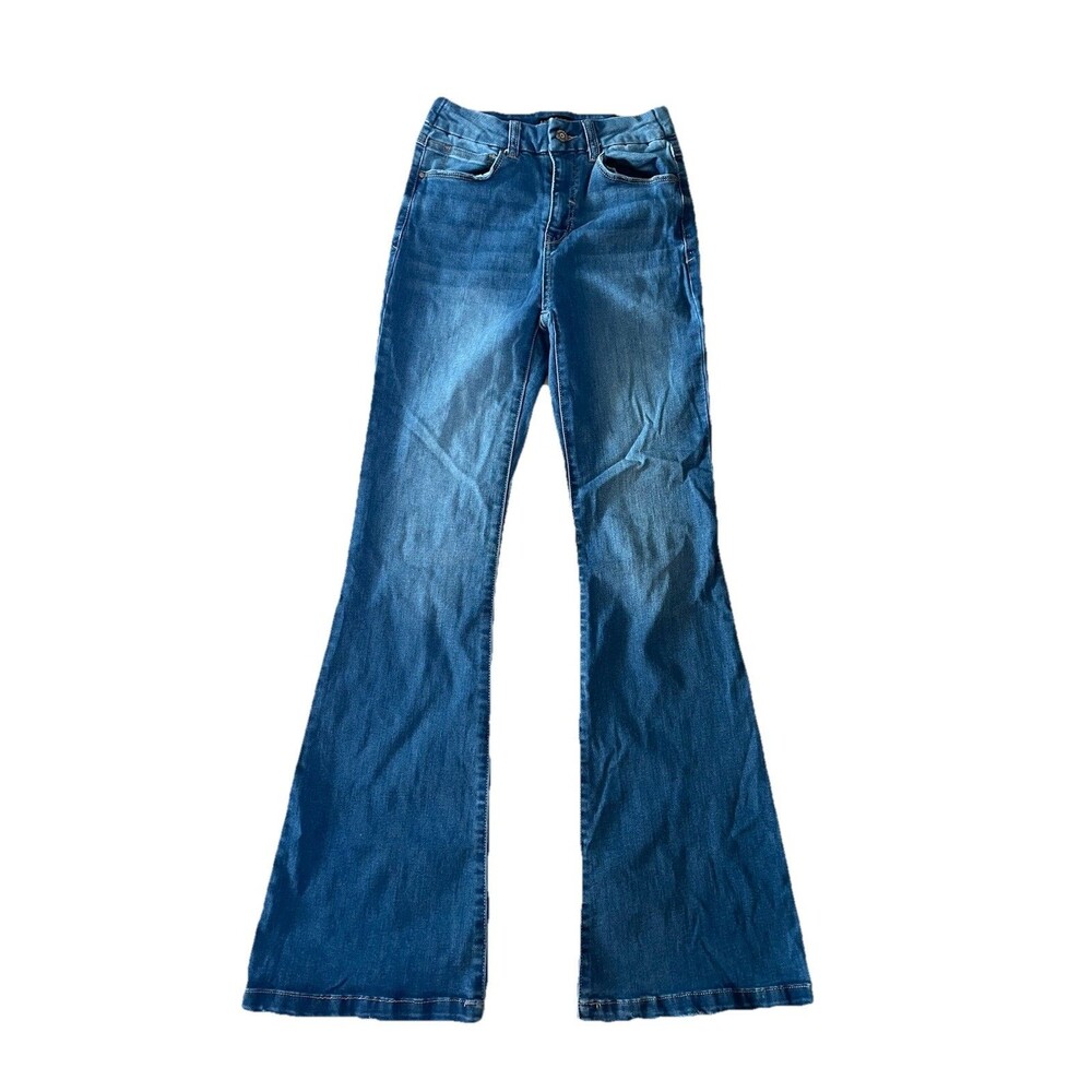 Sincerely Jules Lt Faded Wash Wide Leg Raw Hem Jeans Womens Size 1/25